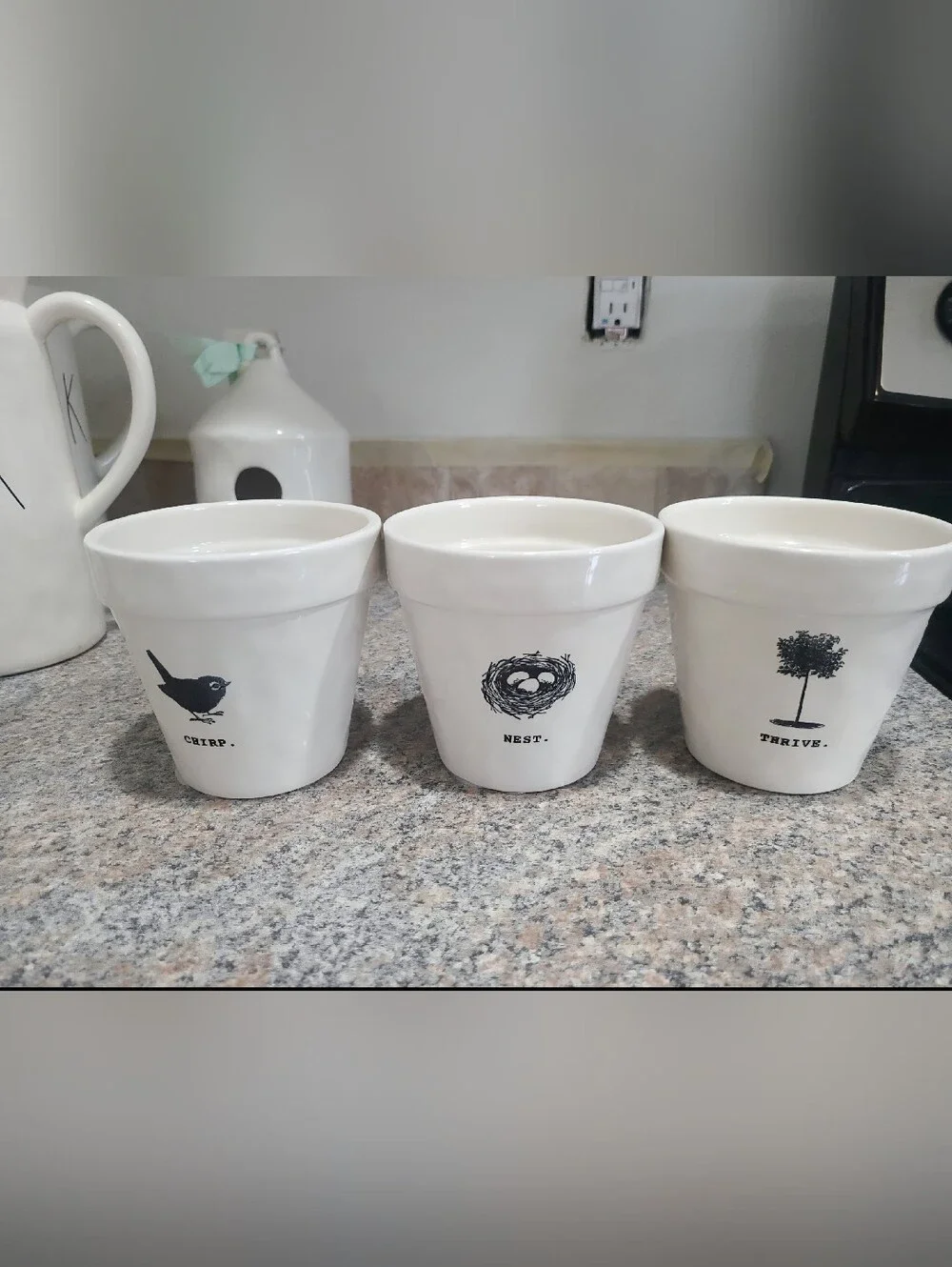 VINTAGE Rae Dunn Icon Spellout Planters HTF